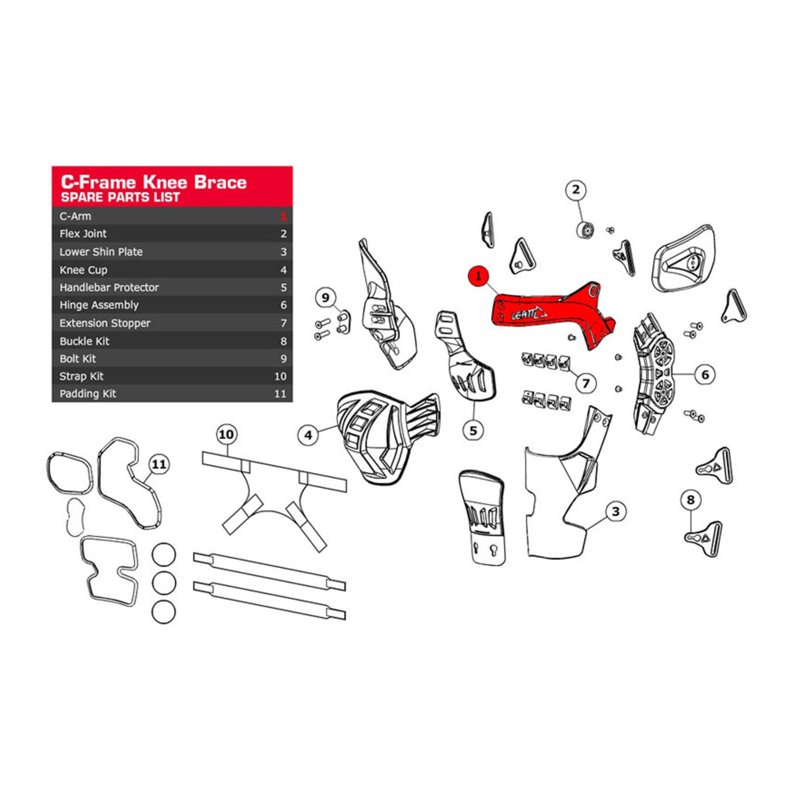 Leatt C-Frame C-Arm Aluminium - Forged Right (2XL)
